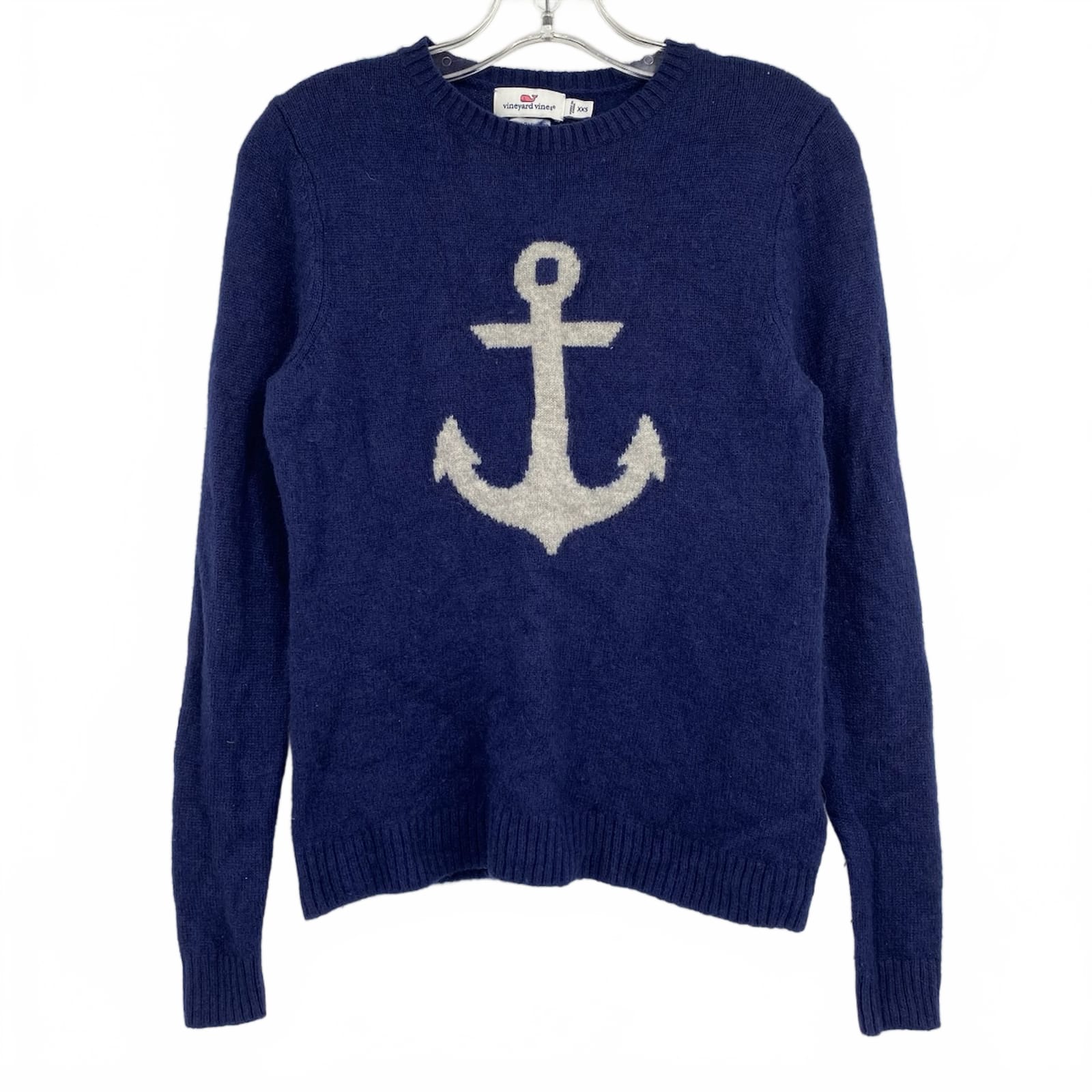 Vineyard Vines Navy Gray Wool Anchor Sweater