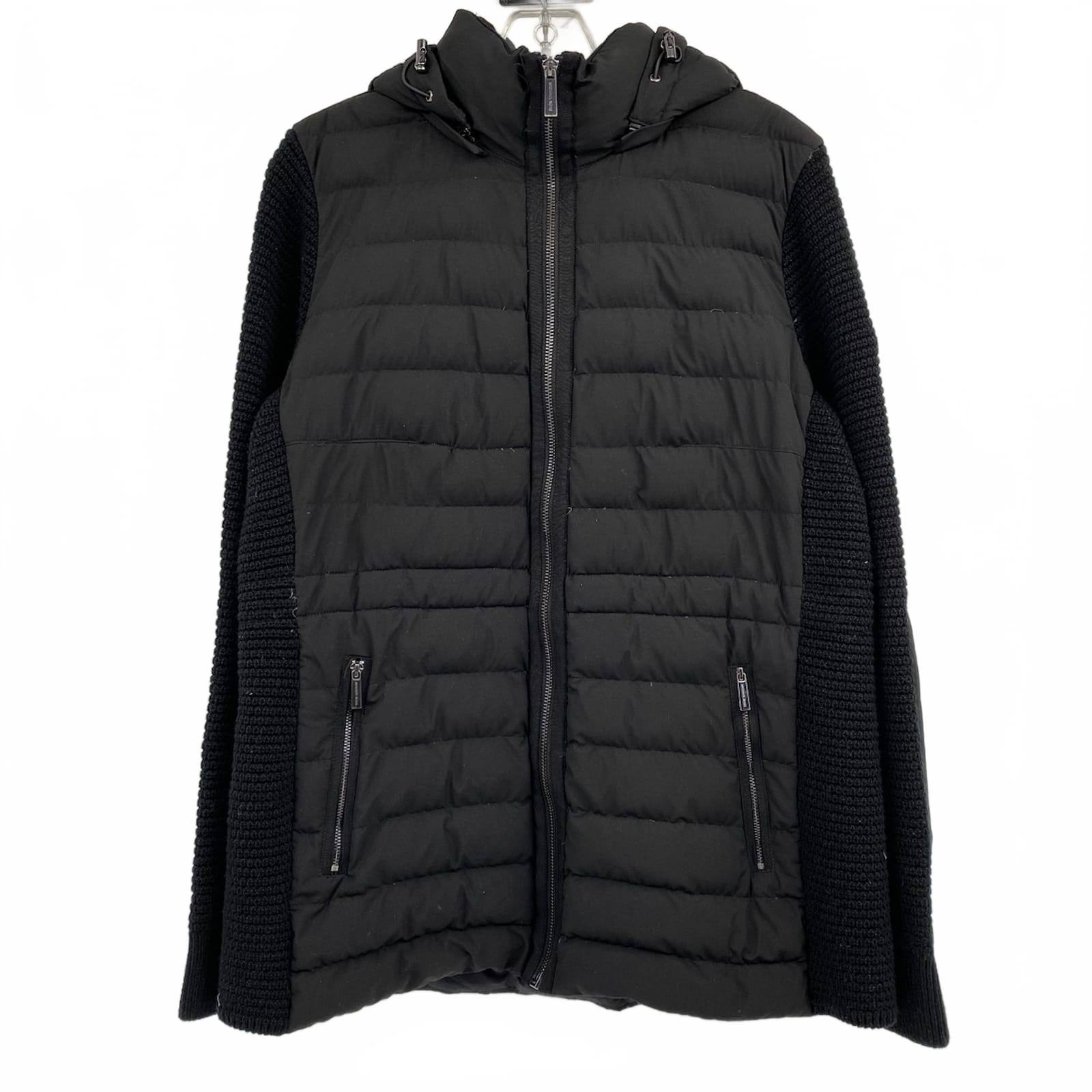 Michael Kors Black Knit-Sleeve Down Puffer