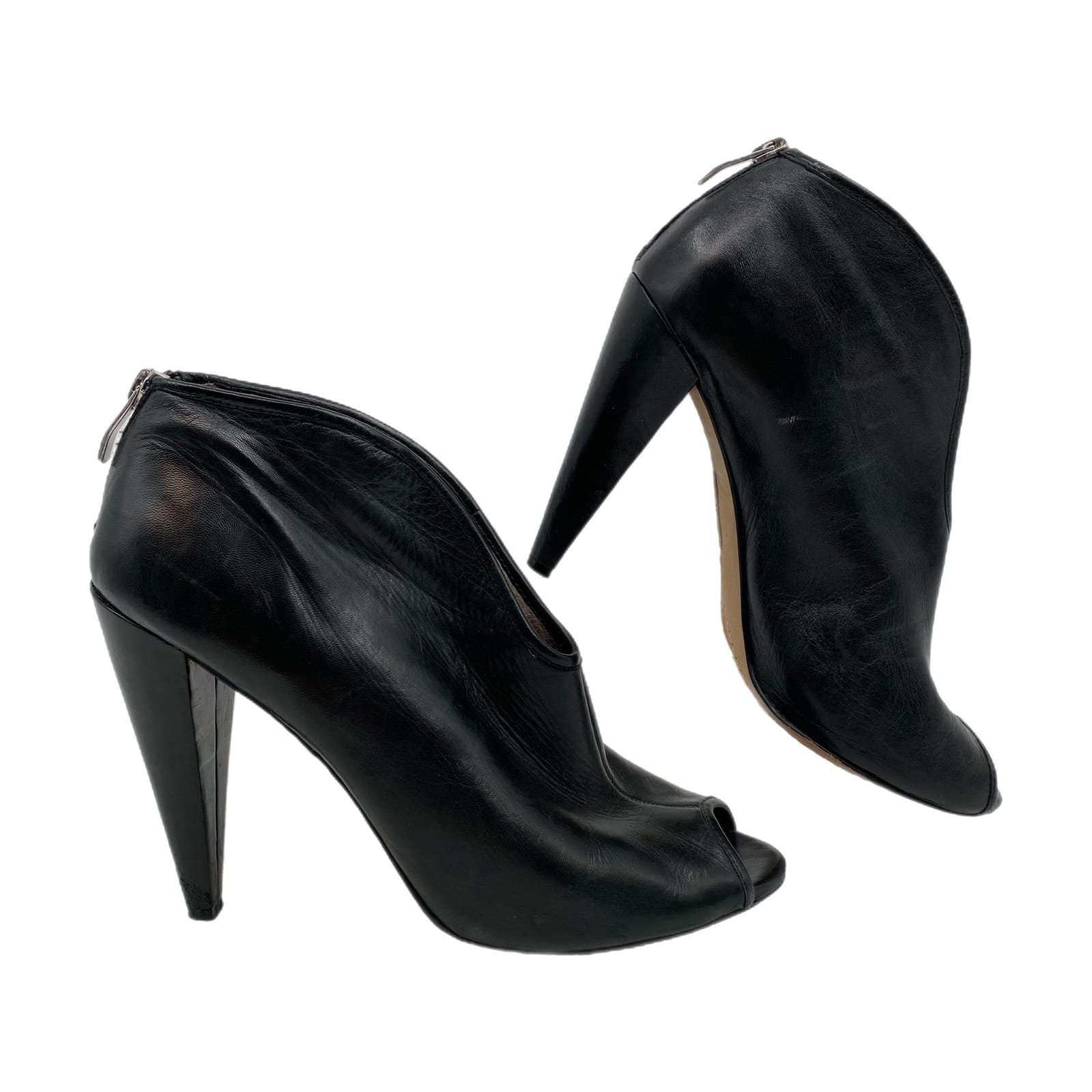 Vince Camuto Black Leather Peep Toe Heels