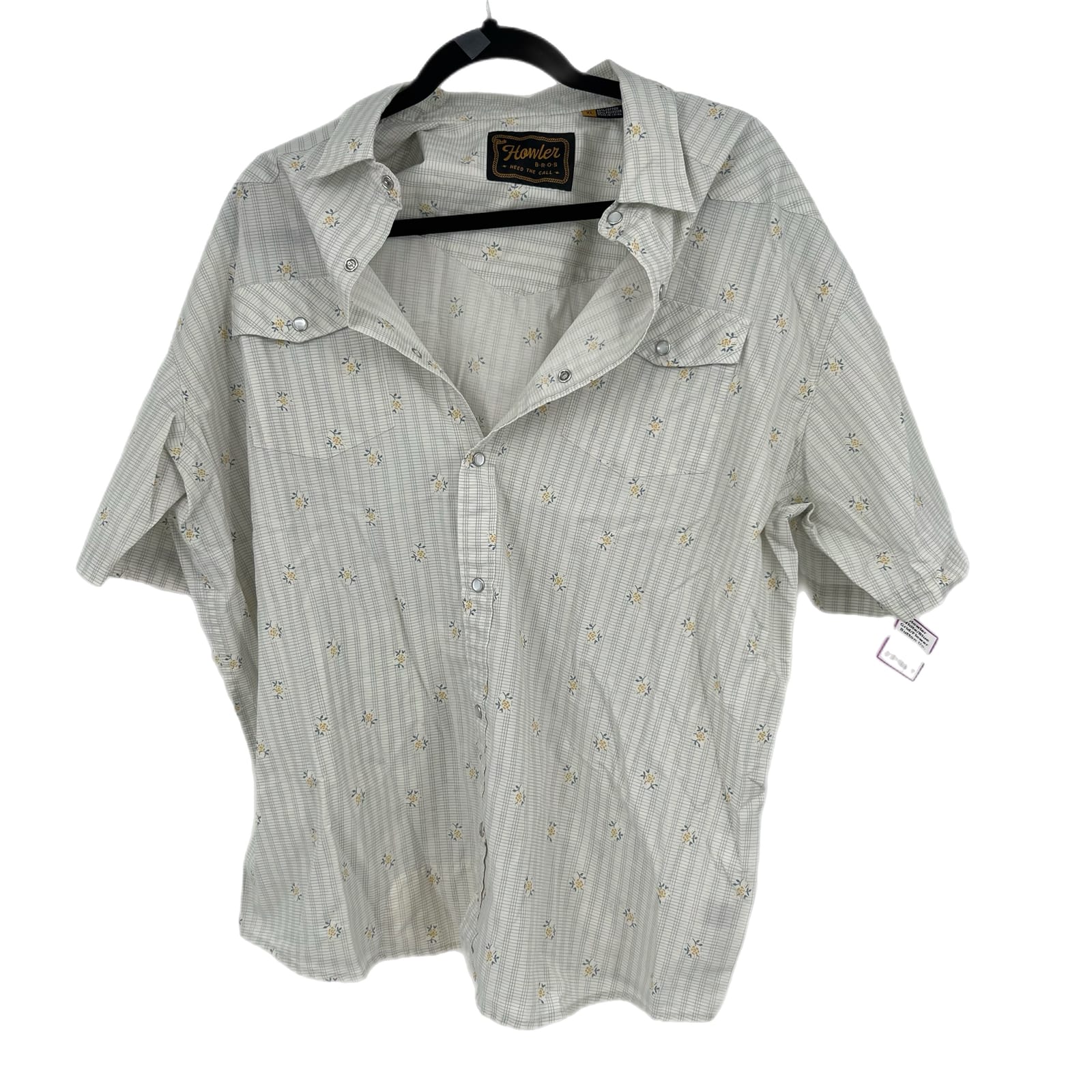 Howler White/Blue Cotton Short Sleeve Button-Up Shirt