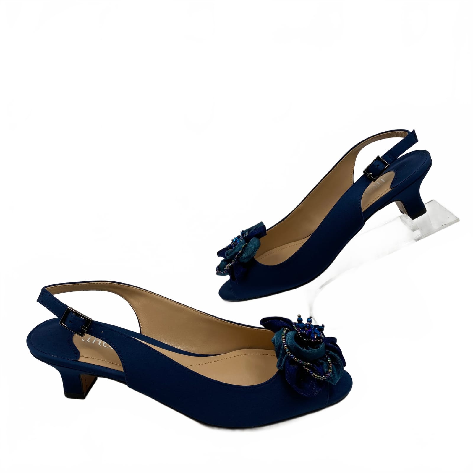 J. Renee Blue Slingback Flower Heels