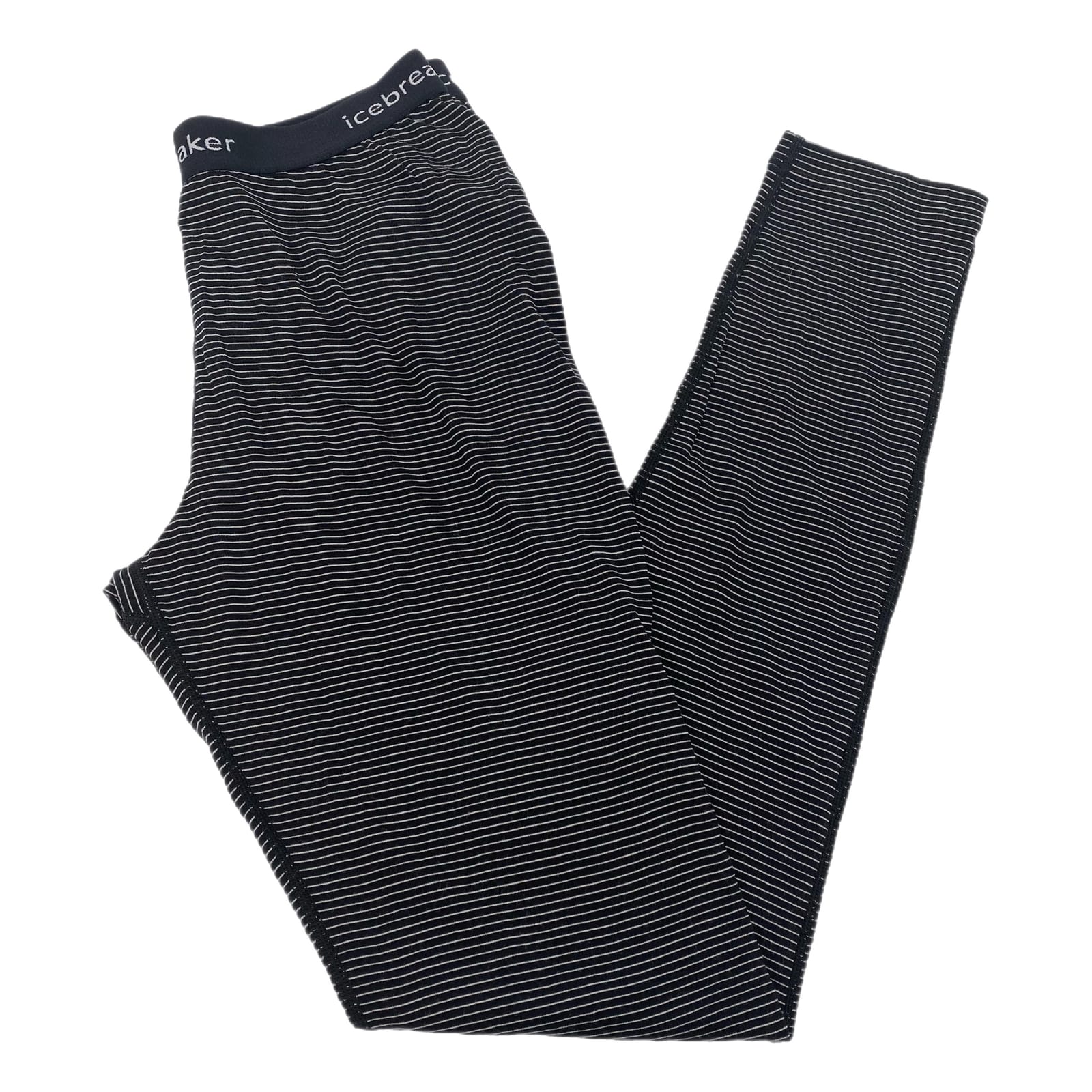 Icebreaker Black White Striped Wool Jogger Leggings