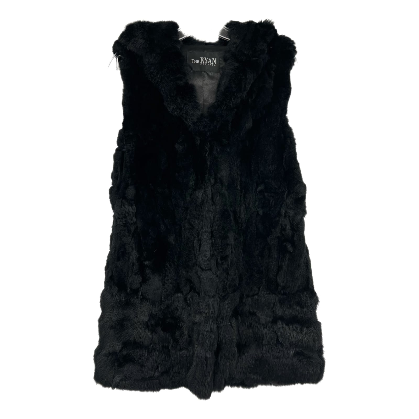Black Hooded Rabbit Fur Vest
