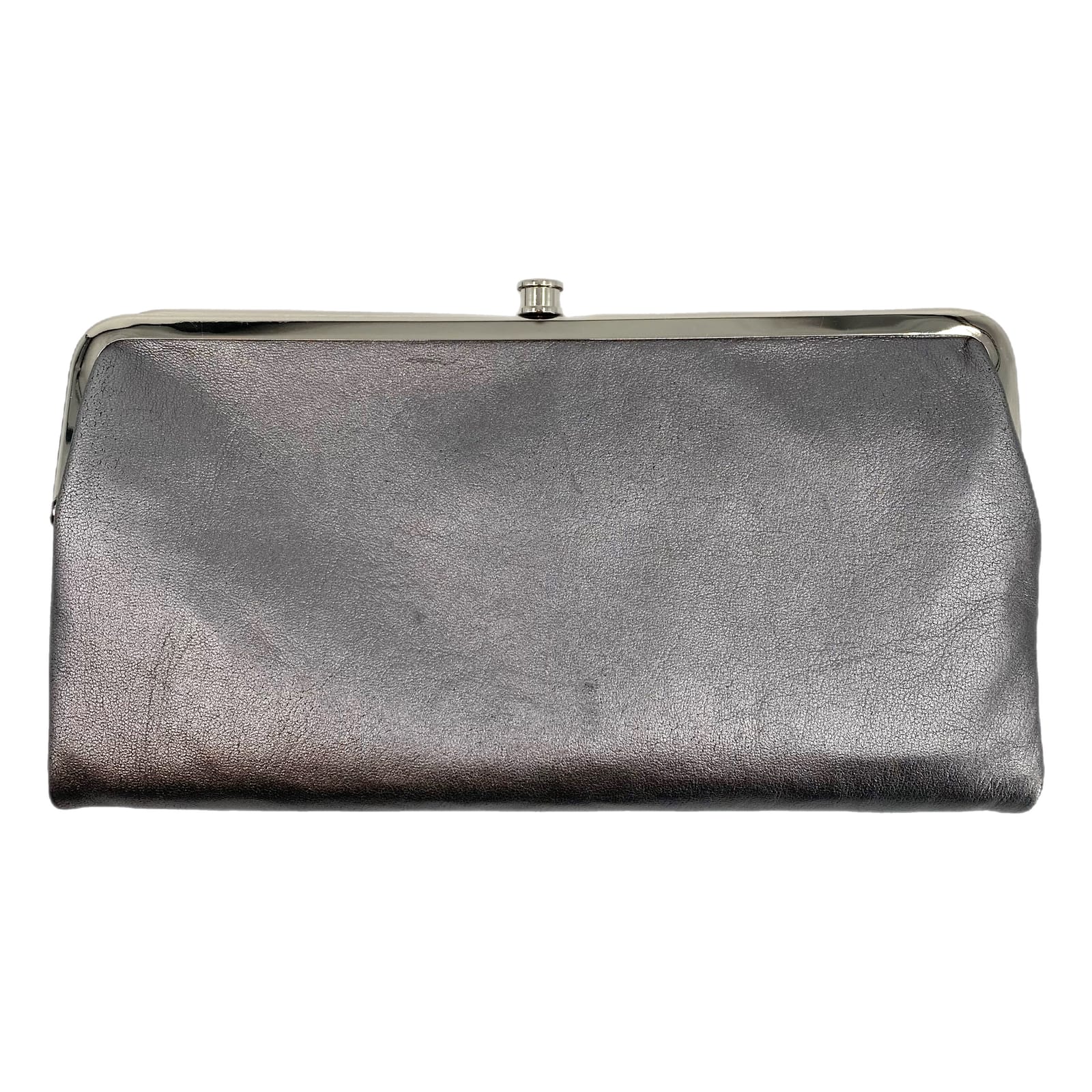 HOBO Silver Push Lock Leather Clutch