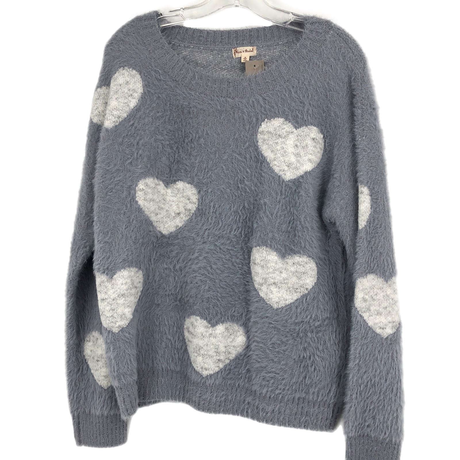 Purple & White Heart Sweater