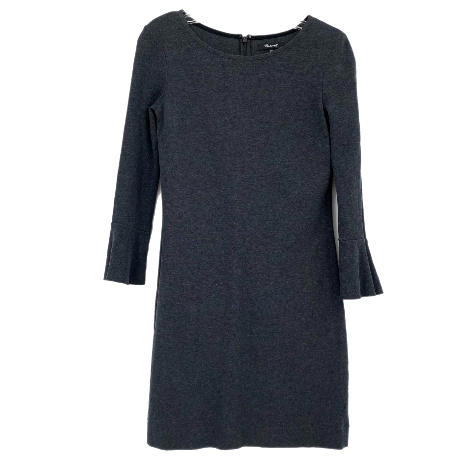 Madewell Gray Flare Sleeve Pencil Dress