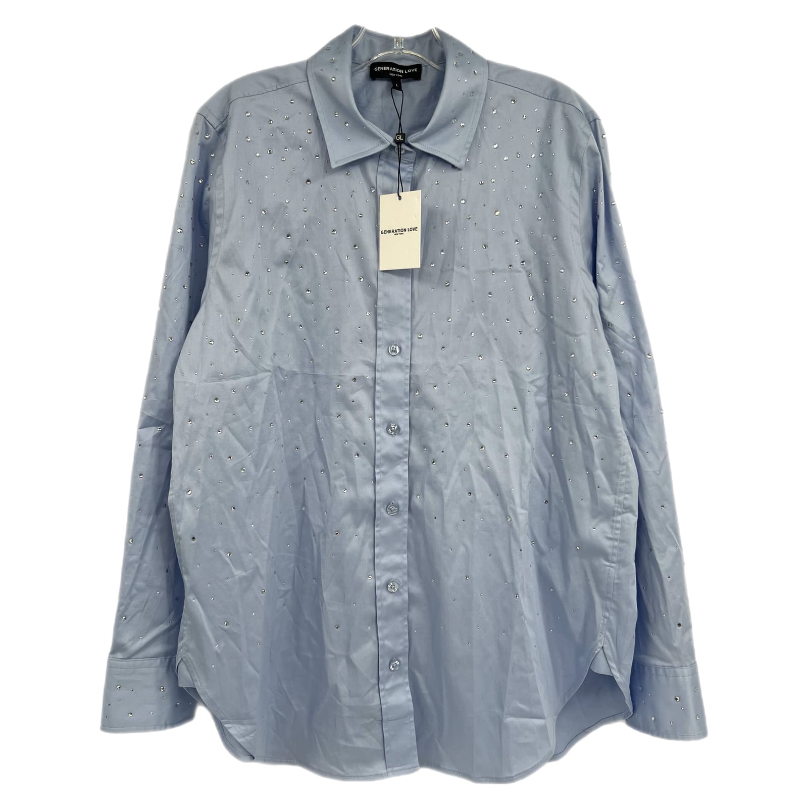 Generation Love Blue Rhinestone Button-Up Shirt