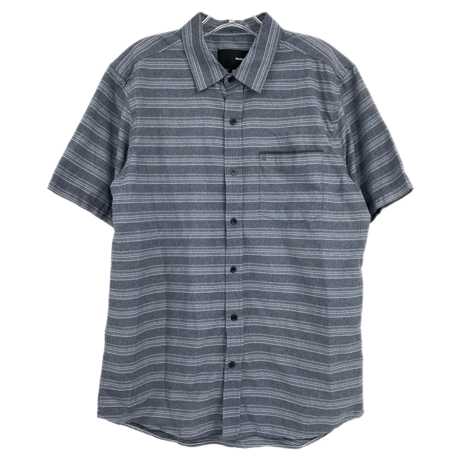 Hurley Gray Striped Short Sleeve Button-Up Shirt