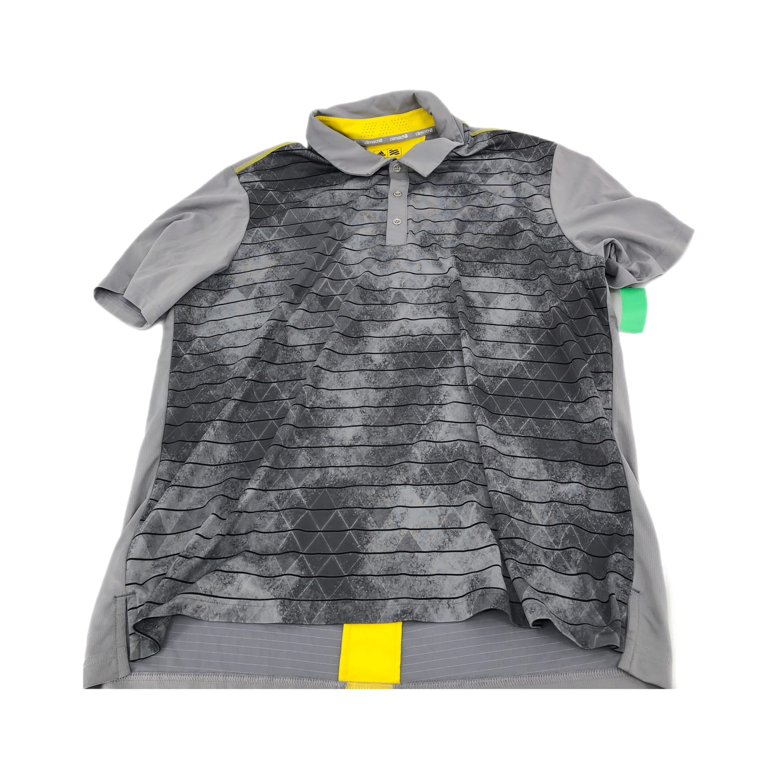 adidas Gray Yellow Striped Polo