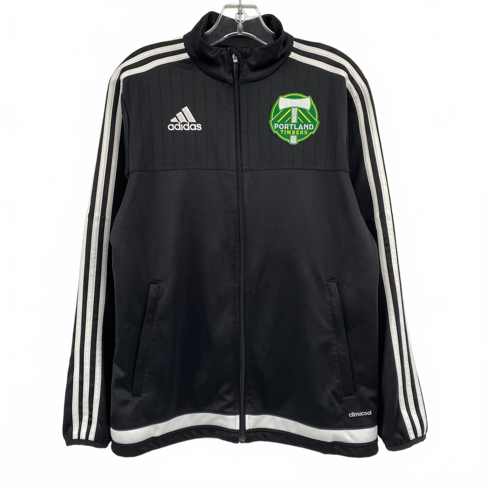 Adidas Black White Portland Timbers Zip-Up Athletic Jacket
