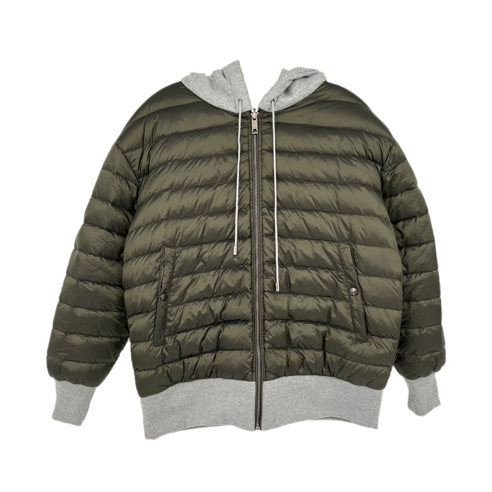 Burberry Green & Gray Langleigh Reversible Hooded Bomber Jacket