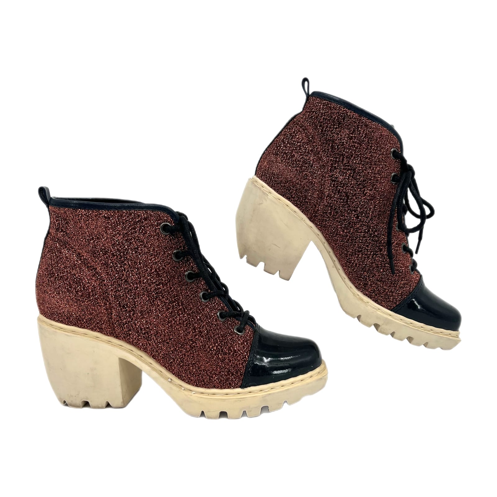 Opening Ceremony Metallic Copper Grunge Heeled Boots