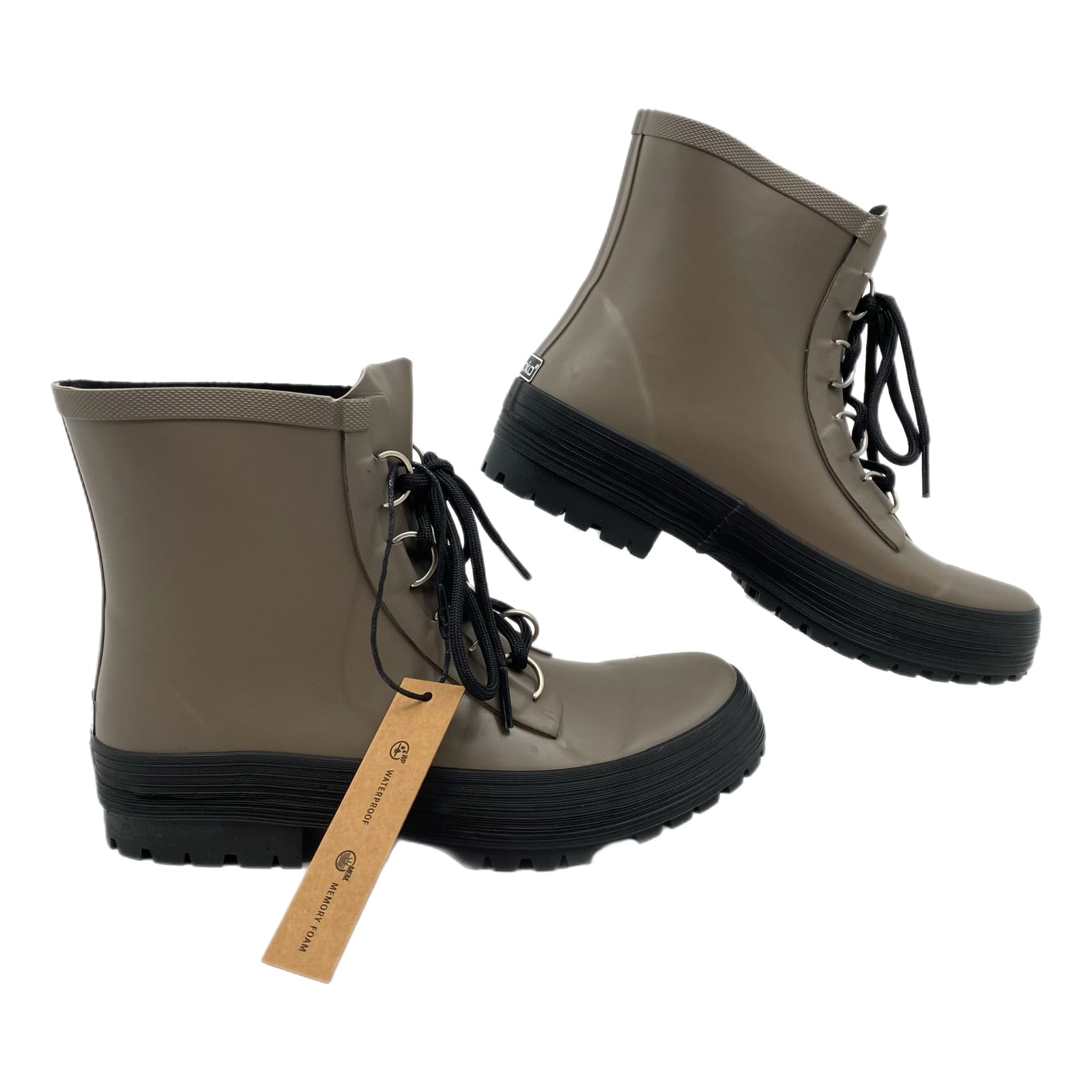 Chooka Gray Black Lace Up Ava Rain Boots