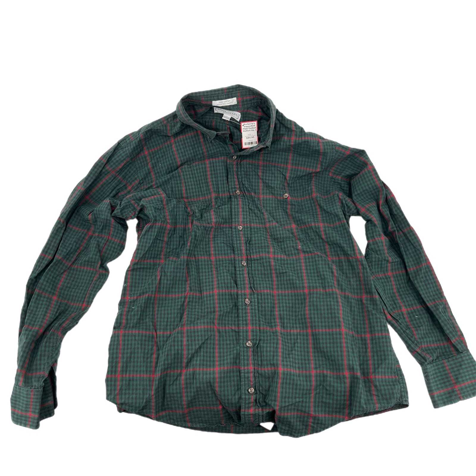 Burberry Green/Red Plaid Cotton Button-Up Shirt