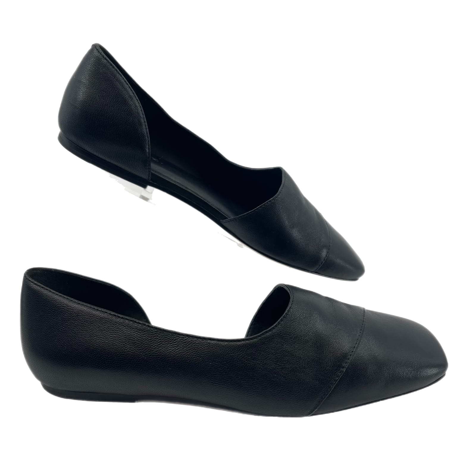 Vince Black Leather Flats & Loafers