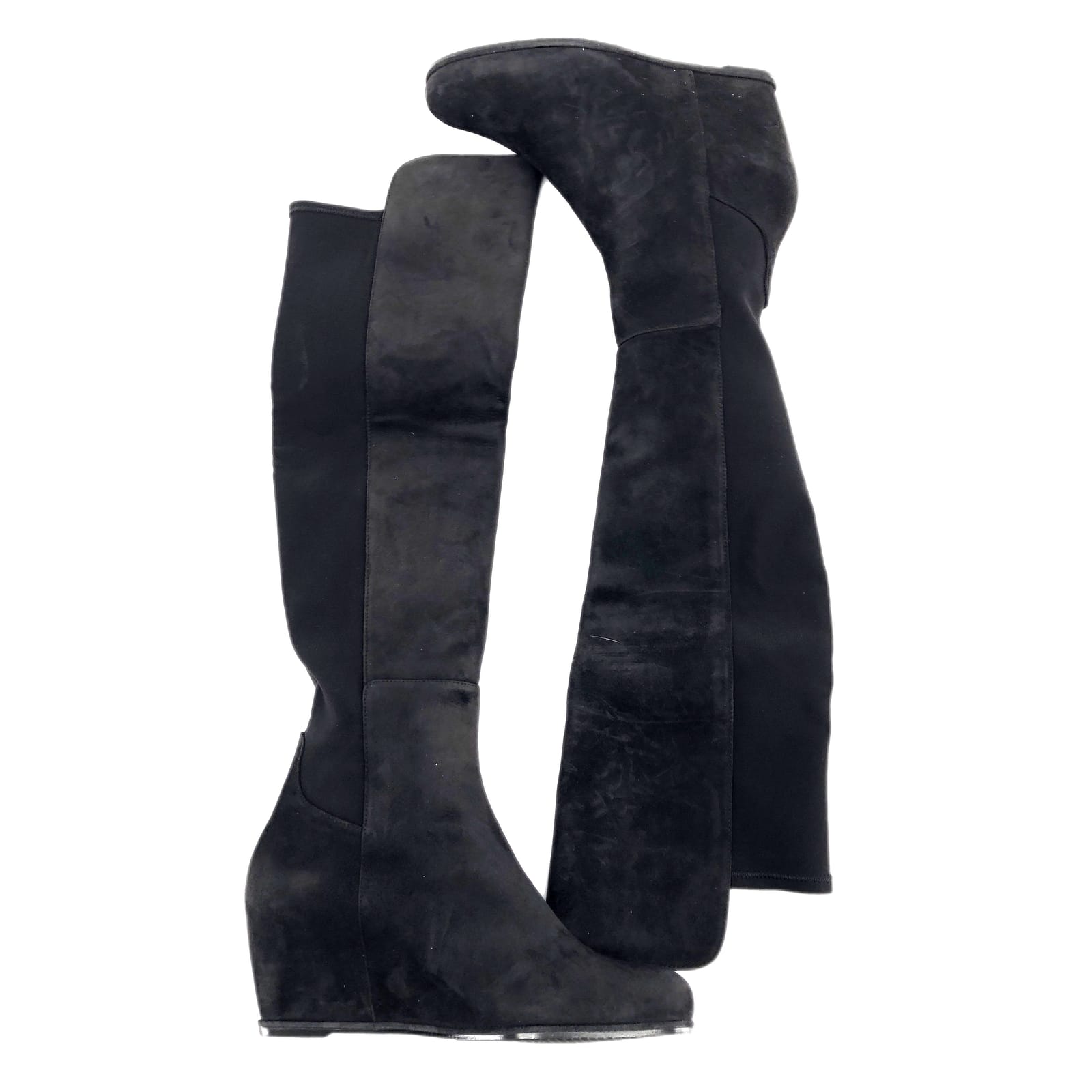 Stuart Weitzman Black Suede Wedge Heeled Boots