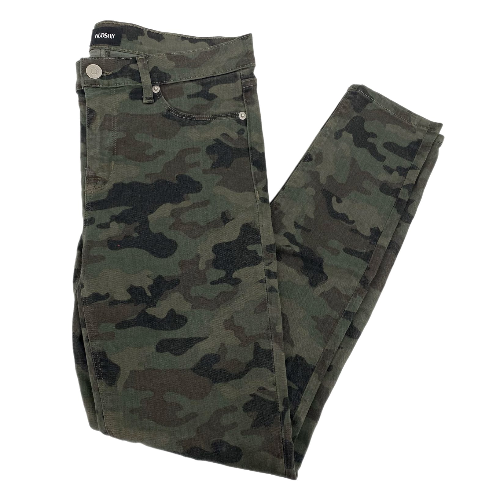 Hudson Jeans Green Mid-Rise Camouflage Skinny Jeans