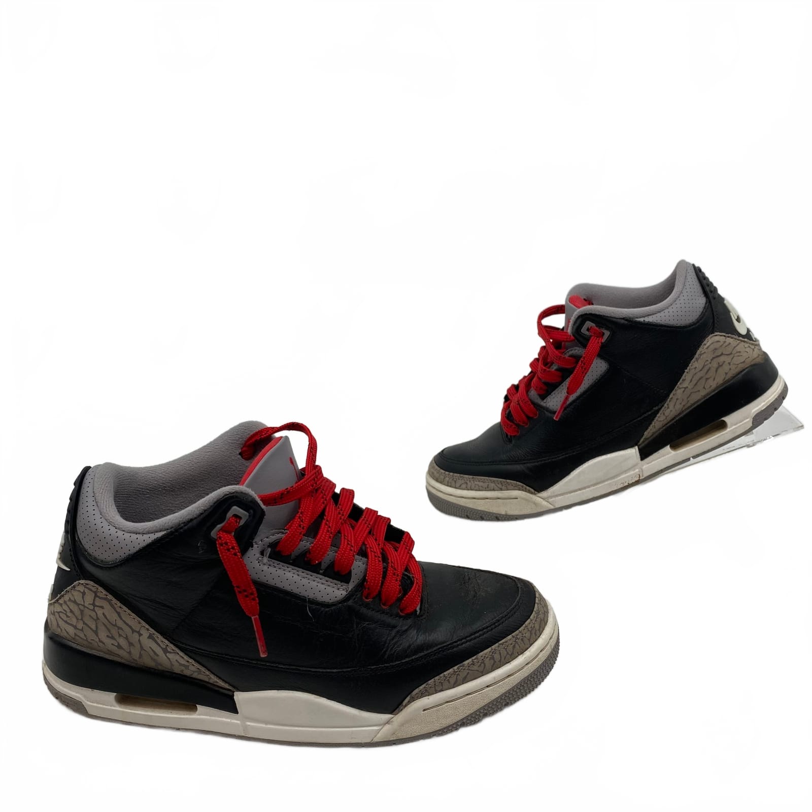 Nike Black Red Leather Air Jordan 3 Retro Sneakers