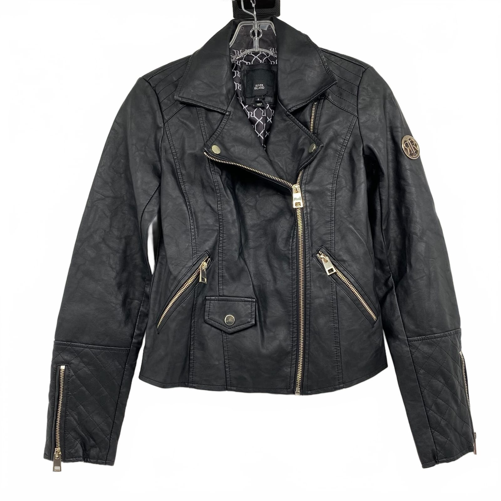 River Island Black Faux Leather Moto Jacket