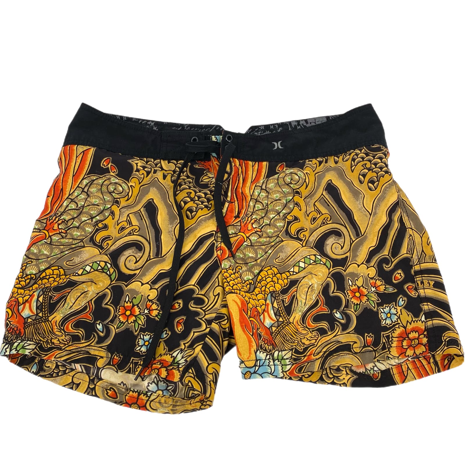 Hurley Yellow & Black Classic Beach Swim Trunks