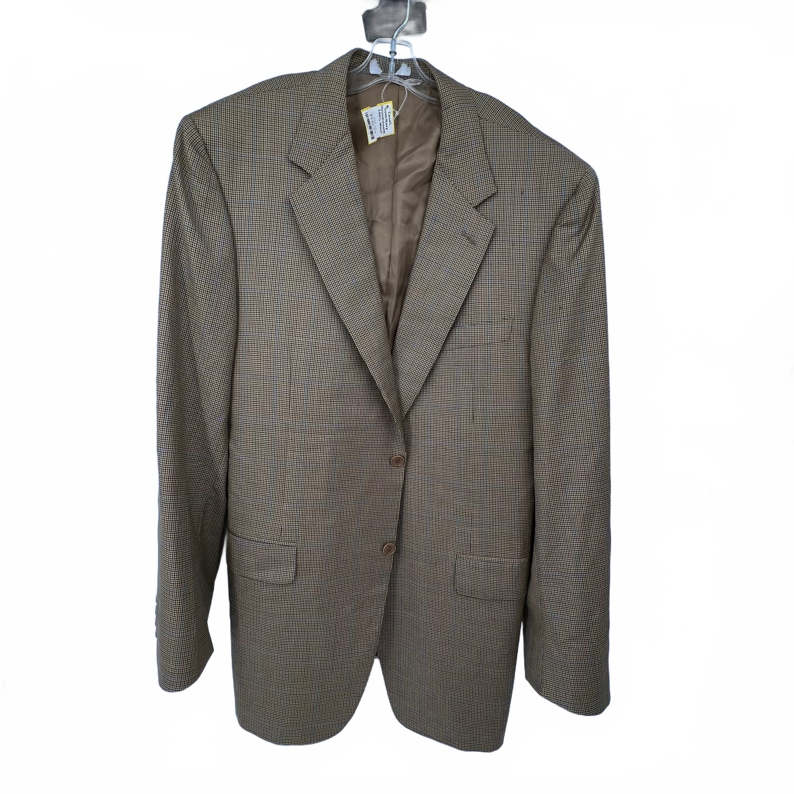 Canali Gold & Blue Houndstooth Wool Blazer
