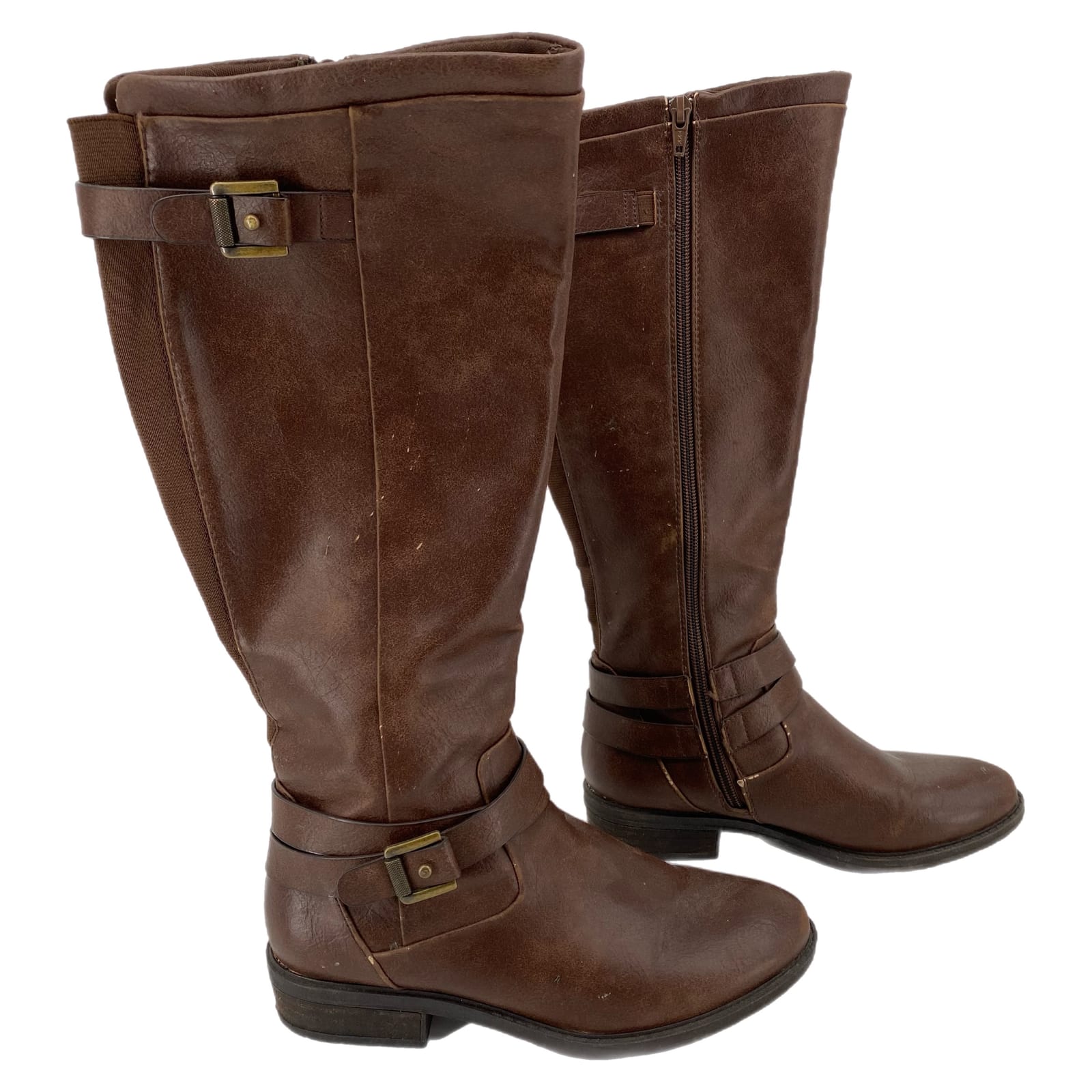 BareTraps Brown Zip Heeled Boots
