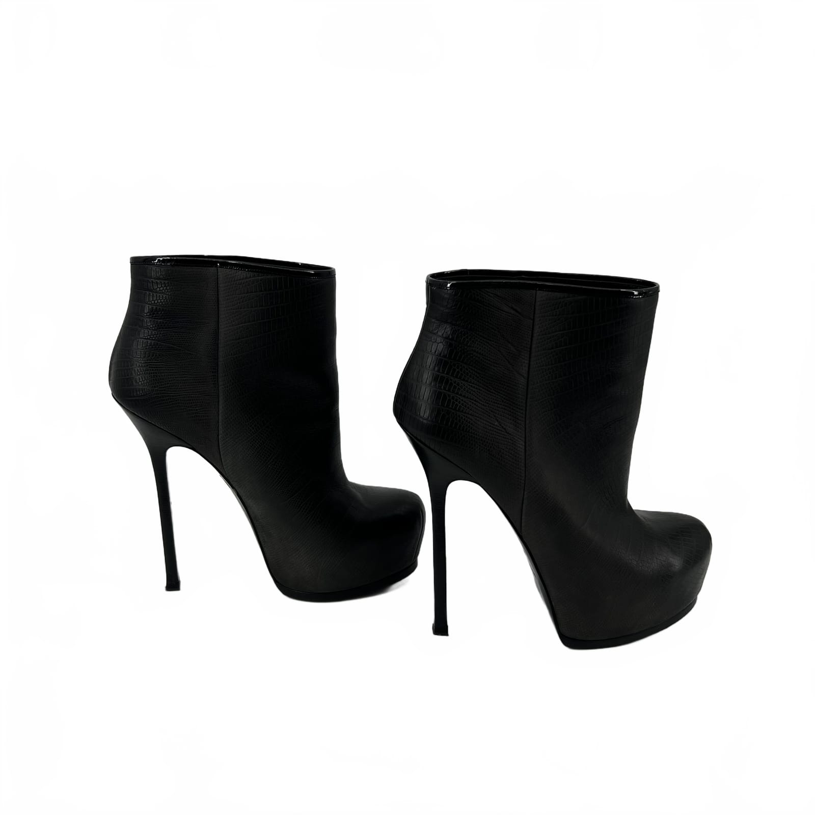 Yves Saint Laurent Black Leather Ankle Boots