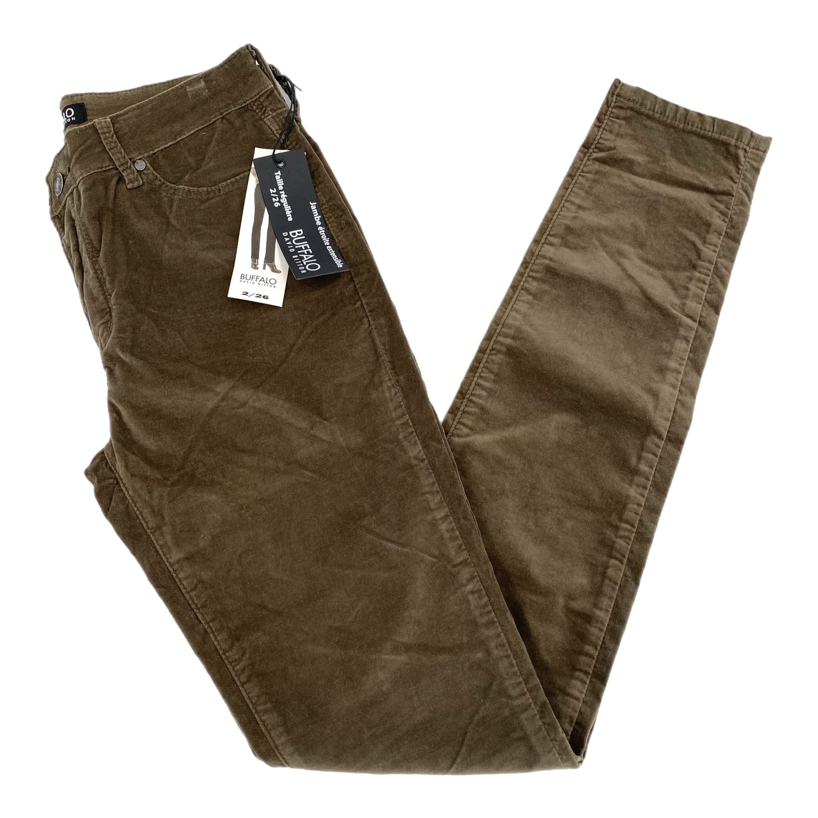 Buffalo David Bitton Green Stretch Velvet Skinny Pants