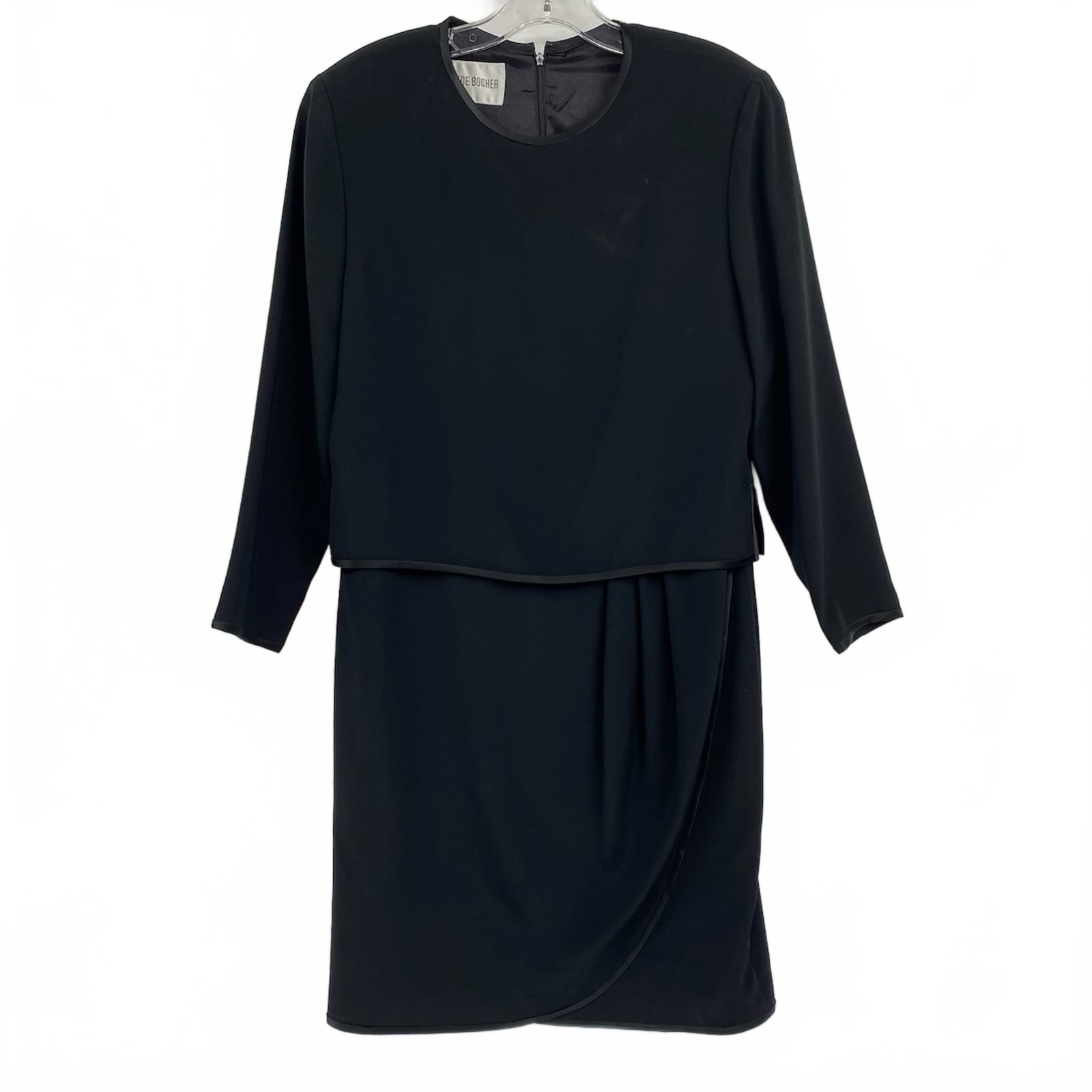 Jeannene Booher Black Layered Shoulder Pad Dress