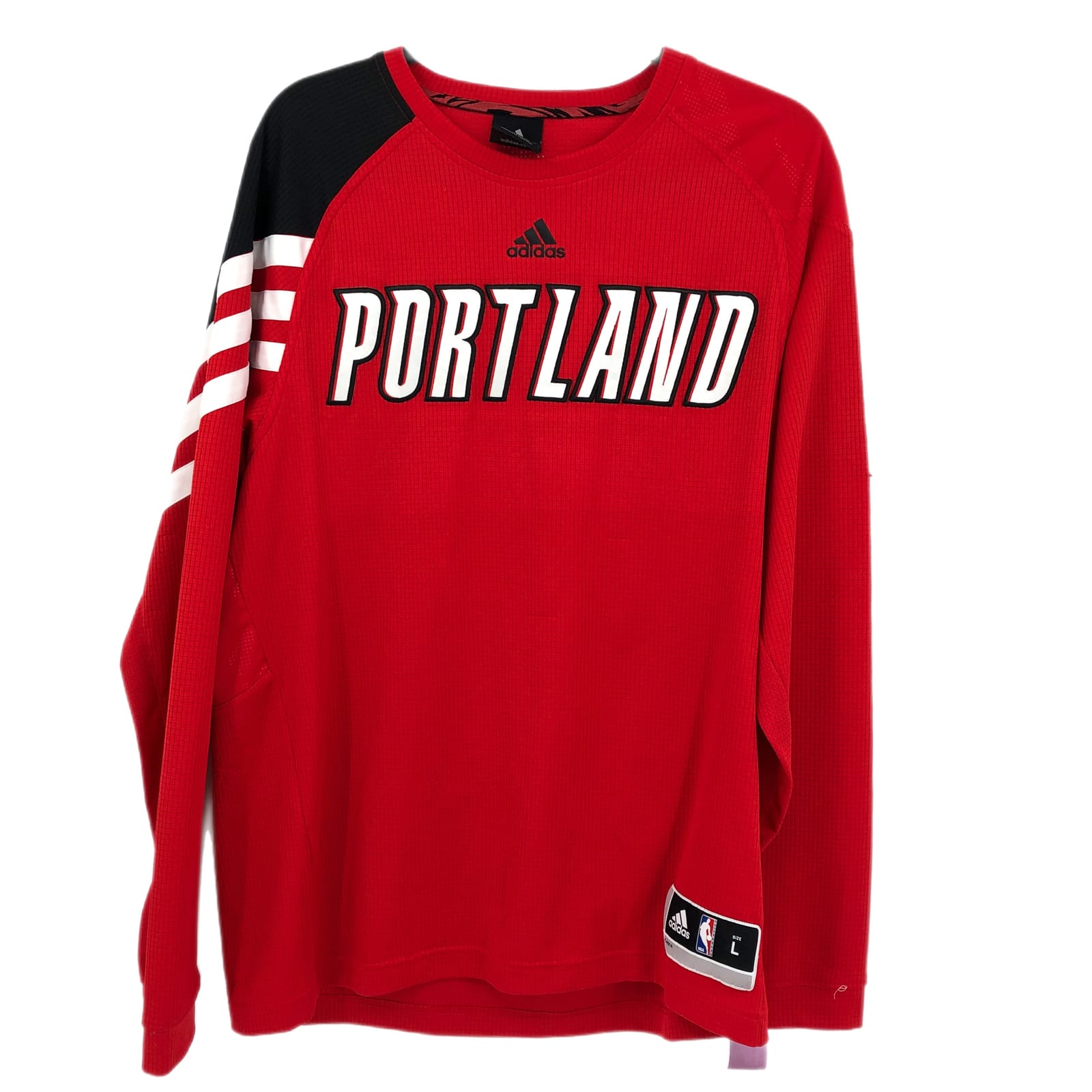 Adidas Red and White Waffle Knit Portland Trail Blazer T-Shirt